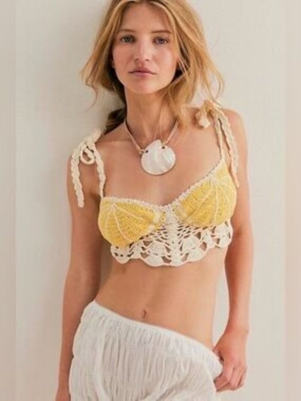 NWT Free People Sweet On You Crochet Bra in Lemon